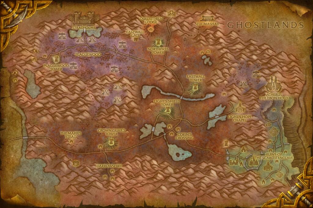 Eastern Plaguelands — Sungrass and Khadgar’s Whisker base map