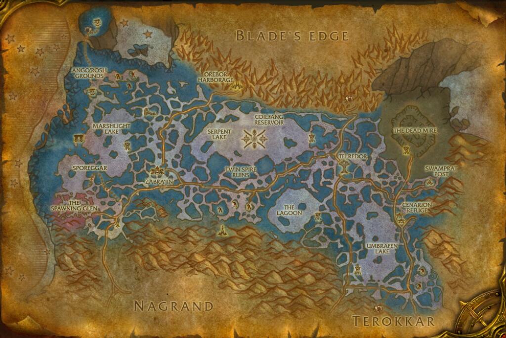 Coilfang Reservoir — Ancient Lichen dungeon access base map